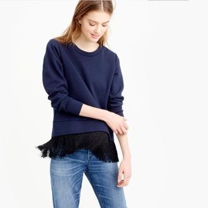 J. Crew Navy Fringe Sweatshirt